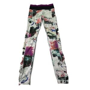 Lululemon Speed Legging Athletic Tight III Pigment‎ Wave Print Size 4 Pockets